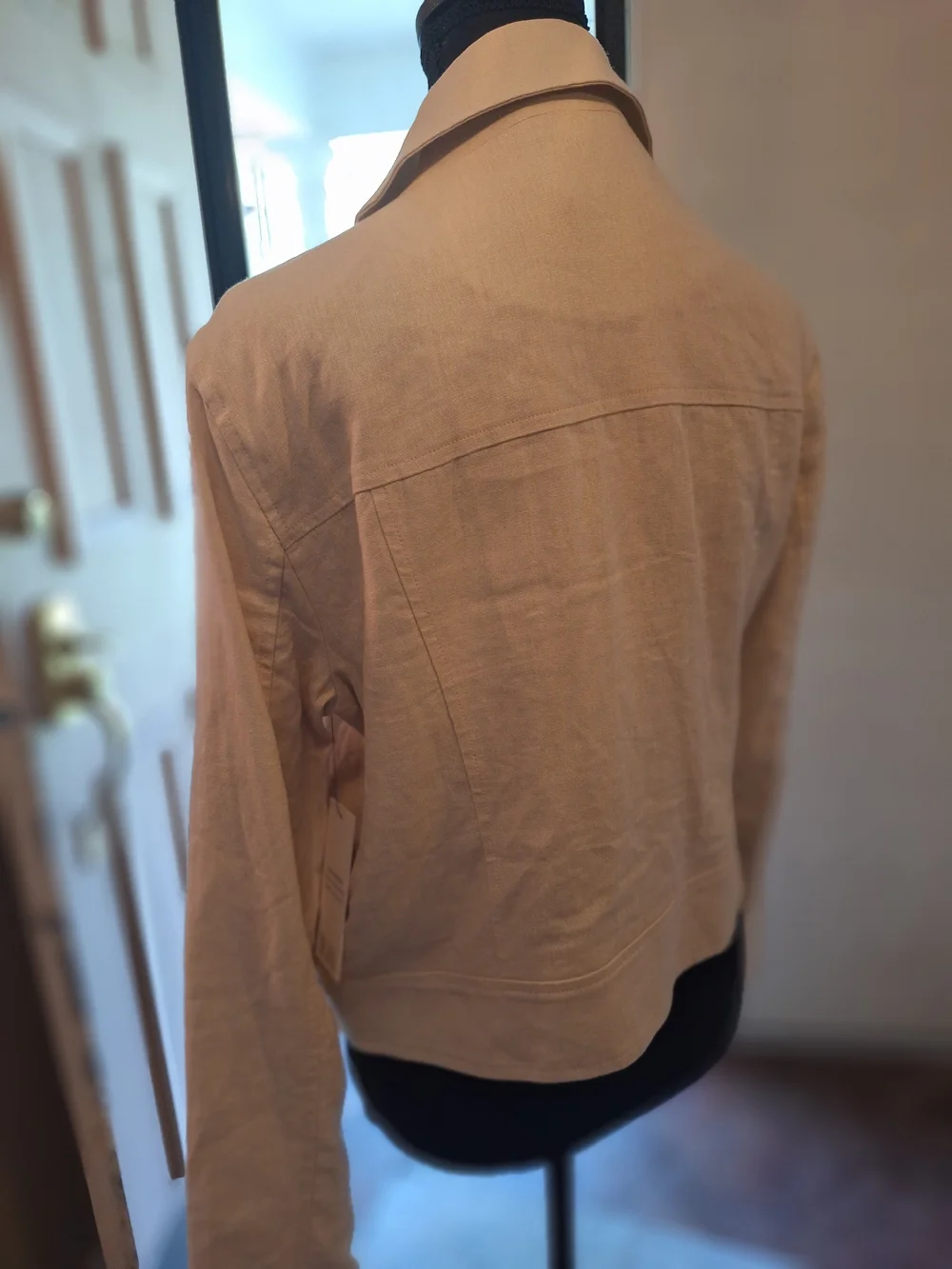 NWT DKNY Linen Women's Cream Moto Jacket Sz S